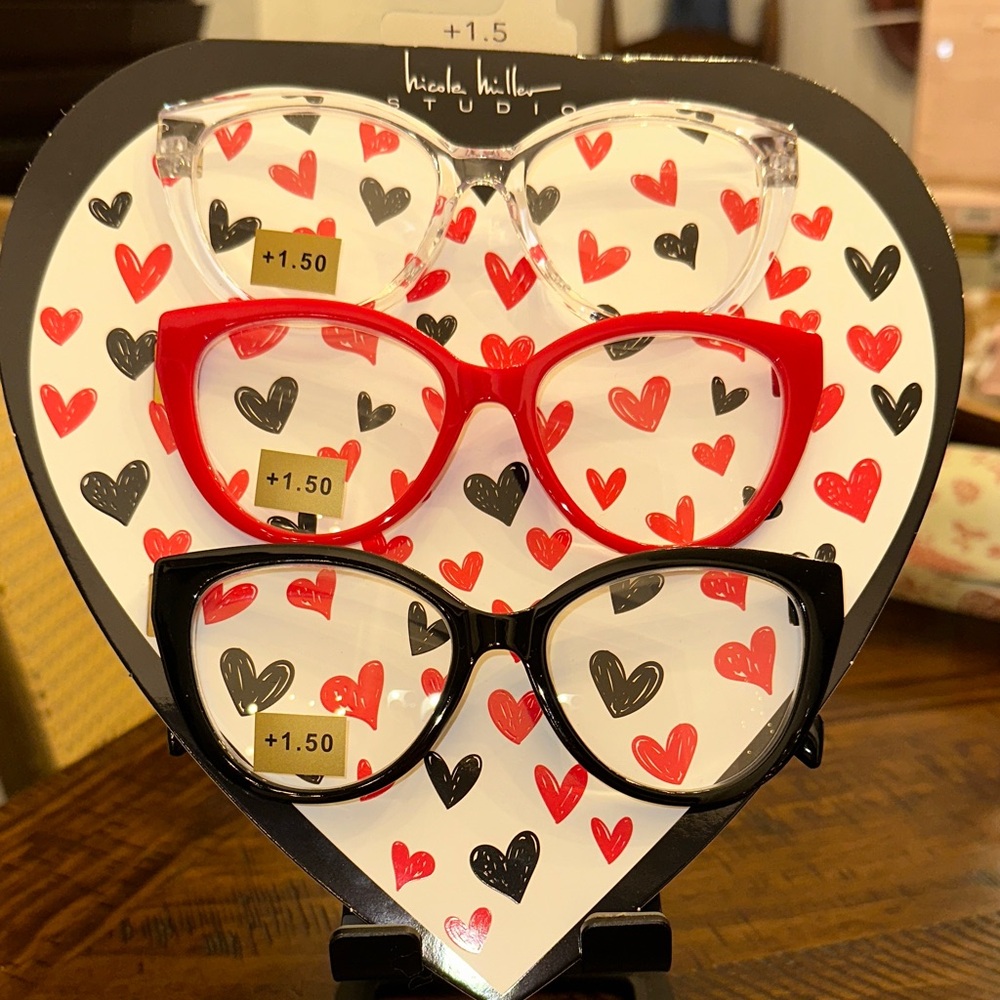 Nicole Miller Studio Clear, Red and Black Reading Glasses Set +1.50